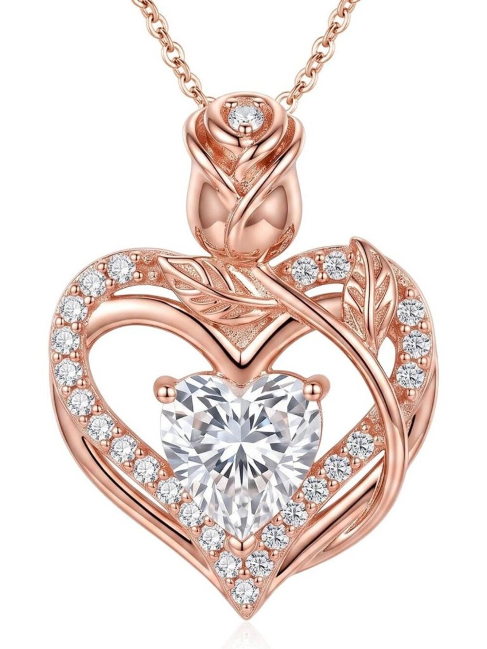 Elegant 14K Rose Gold Heart Necklace - Perfect Gift for Women, Dainty Jewelry